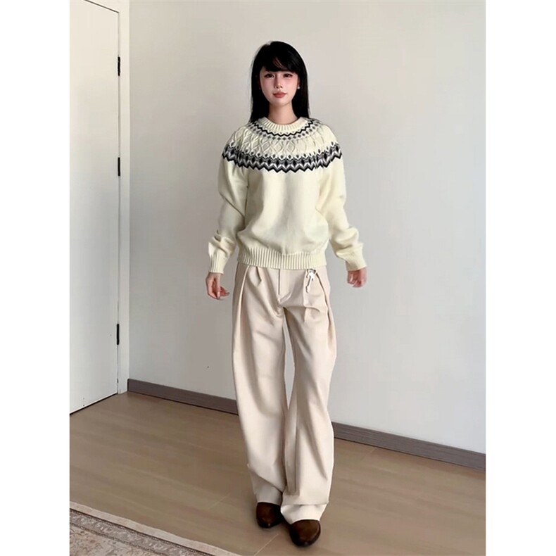 重磅秋冬装北极绒套头毛衣美式复古休闲慵懒风提花工艺针织衫外套,男装针织衫/毛衣,电商A486
