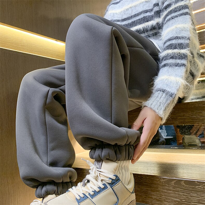 秋冬羊羔毛菠萝格束脚休闲裤大码M~5XLXZ604-K102-P50控68,男装休闲裤,星座604