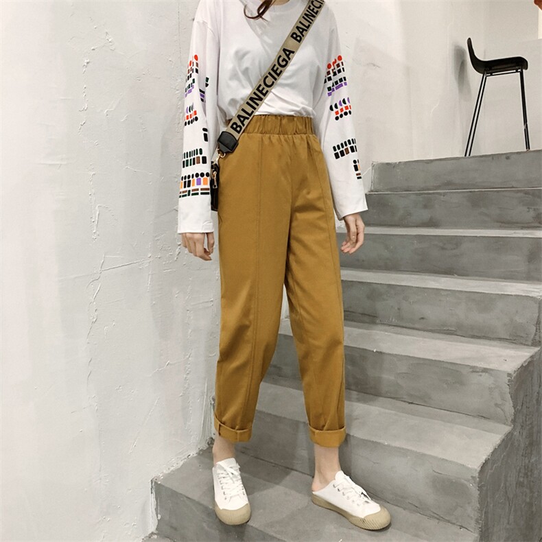 裤子时尚纯色百搭显瘦修身2021年春季潮流,女装休闲裤,小林双子