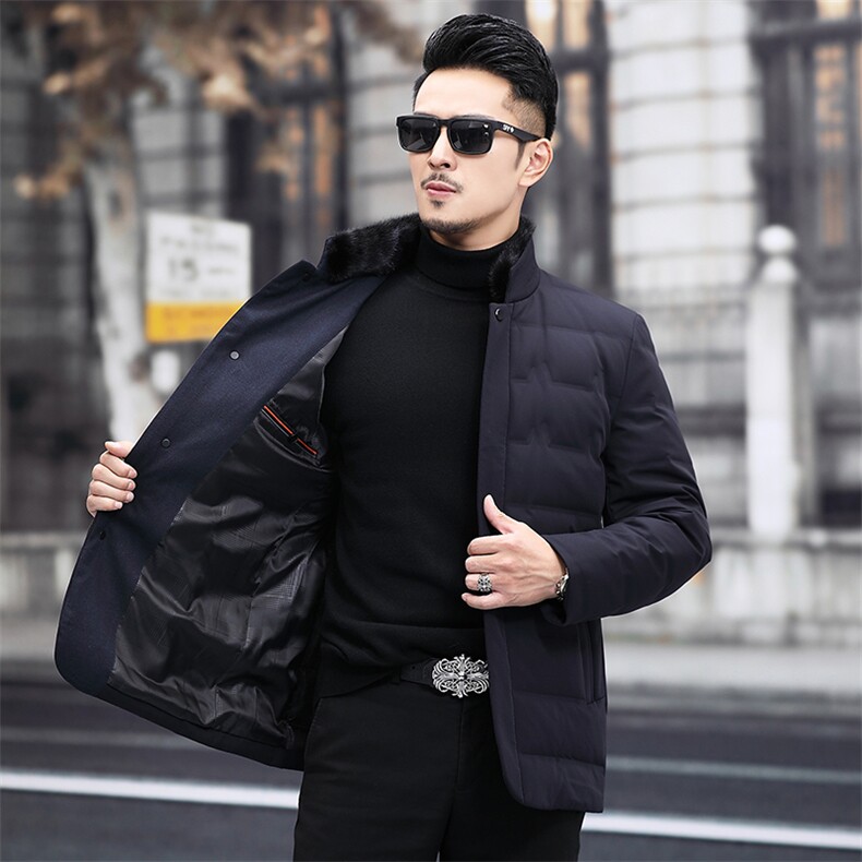 D-W82138冬季新款男士羽绒服立领内胆可拆卸外套修身白鸭绒P415,男装羽绒服,电商B360