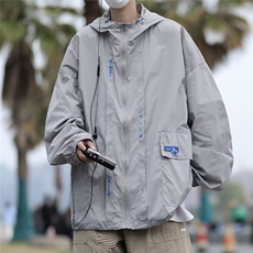 夏季薄款防晒衣男韩版潮流连帽帅气2023新款ins宽松外套W4911-P43，男装防晒衣，星座412-2
