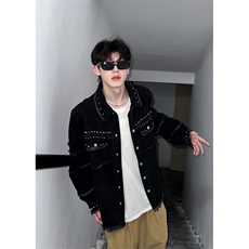 【有货】cleanfit毛边牛仔外套男款美式高街工装夹克CT01LL-P65，男装夹克，星座1007（原301D）