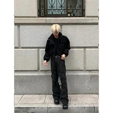 美式复古休闲短款外套廓形解构风宽松垫肩夹克上衣JK710特P72，男装夹克，星座908-1