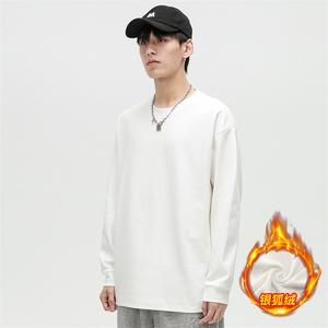新款加绒加厚纯色潮流韩版宽松圆领休闲卫衣EY-3658JR-P50图片