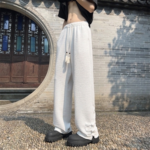 A316-1-K1240特P38控68无差价新款2024风盘扣肌理冰丝直筒裤
