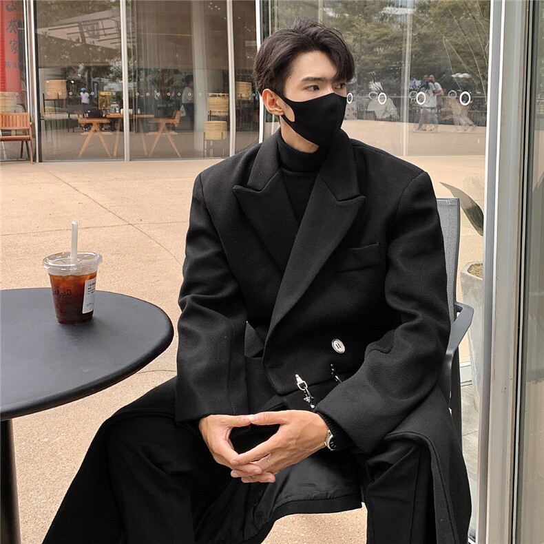 2025港风中长款英伦金属装饰毛呢风衣男聚酯纤维FY77072P138,男装风衣,星座227-7