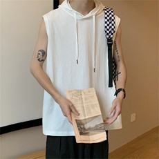 夏季ins潮牌短袖高街宽松无袖t恤港风潮流连帽背心男T961-P25，男装T恤，星座512-2