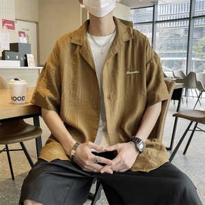 夏季潮牌宽松百搭休闲衬衣新款日系古着短袖衬衫男士 W7201-P32图片