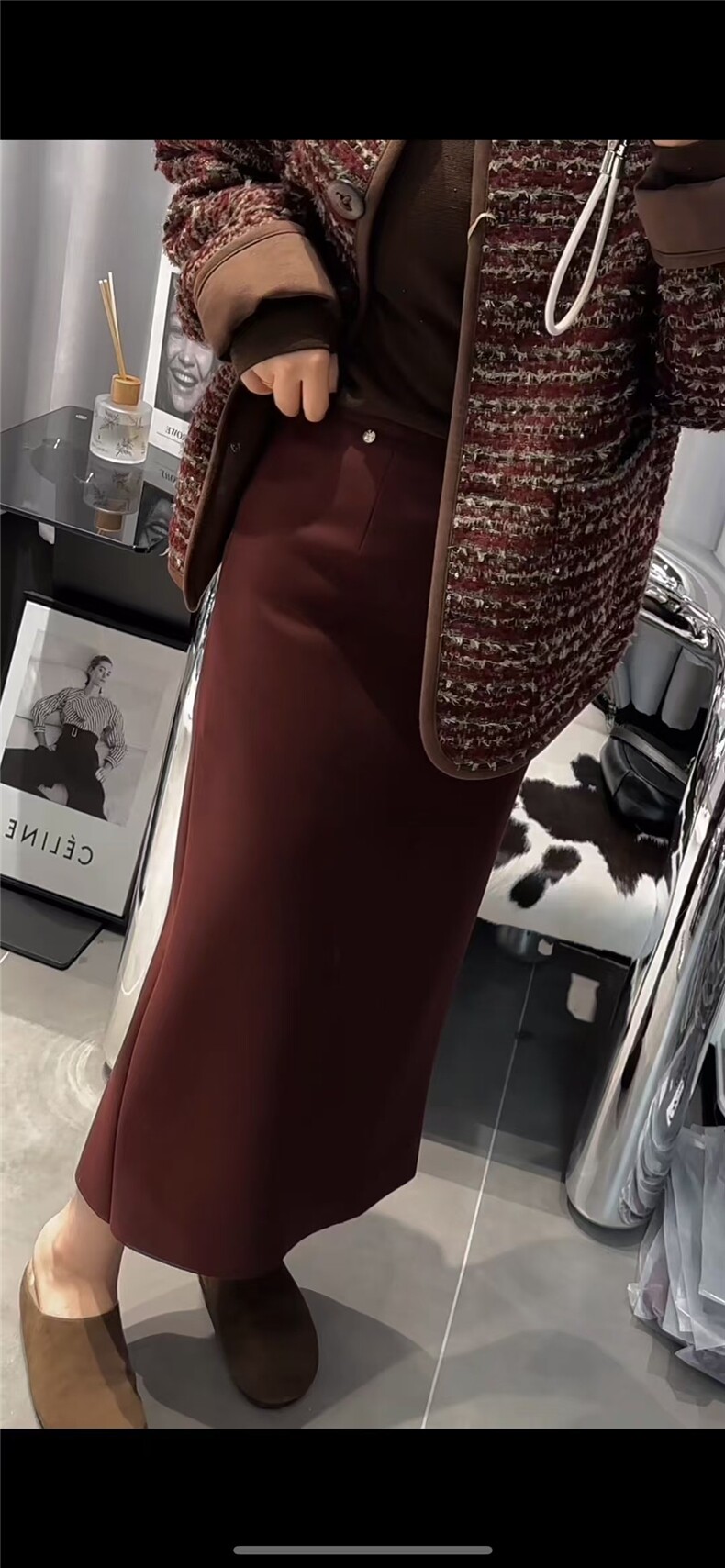 高级欧货高腰纯色显瘦中长款加厚半身裙鱼尾裙,女装半身裙,东正羊绒