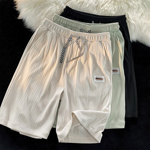 2023夏季isn潮流港风冰丝短裤薄透气五分裤宽松运动中裤K3064-P30，男装休闲裤，星座512-2