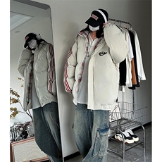 现货假两件格子羽绒棉衣抖音得物二开冬季棉服加厚外套BMY204，男装棉衣，电商A486