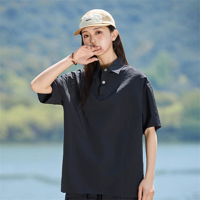2025夏季时尚薄款简约百搭Polo领宽松T恤上衣女A406T6067特P35,男装T恤,星座309（原A406）