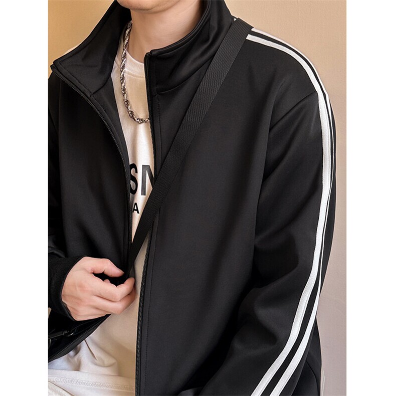 现货开衫卫衣外套男垂感运动服上衣宽松立领夹克A116P65加绒P75，男装夹克，电商A351