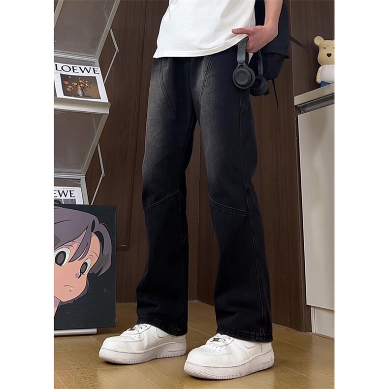 cleanfit黄泥色牛仔裤美式高街裤子男直筒修身微喇裤K502-P60控78,男装牛仔裤,星座218-5