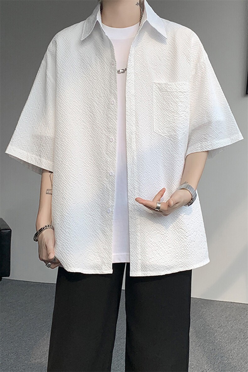 8XL-M泡泡纱盐缩肌理短袖衬衫男夏季冰丝外套防晒衬衣DC28011P36,男装衬衫,电商B312