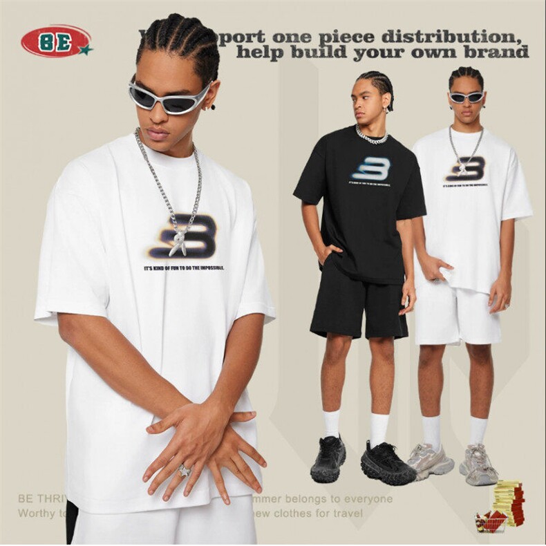 2025春夏巴家同款短袖男t恤青少年高级感宽松型短袖t恤男TX10P65，男装T恤，电商A400（原B301）