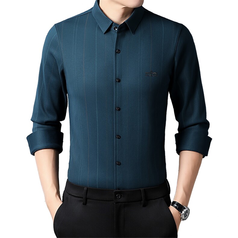 H5001钱塘2020-3秋季商务休闲简约百搭纯色中年男士衬衣P85,男装衬衫,钱塘207-3