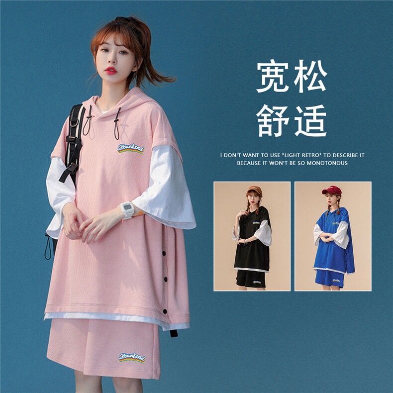 中性风主推款2023夏季新款侧排扣连帽休闲套装一套TZ705P85控98,男装休闲套装,A247A