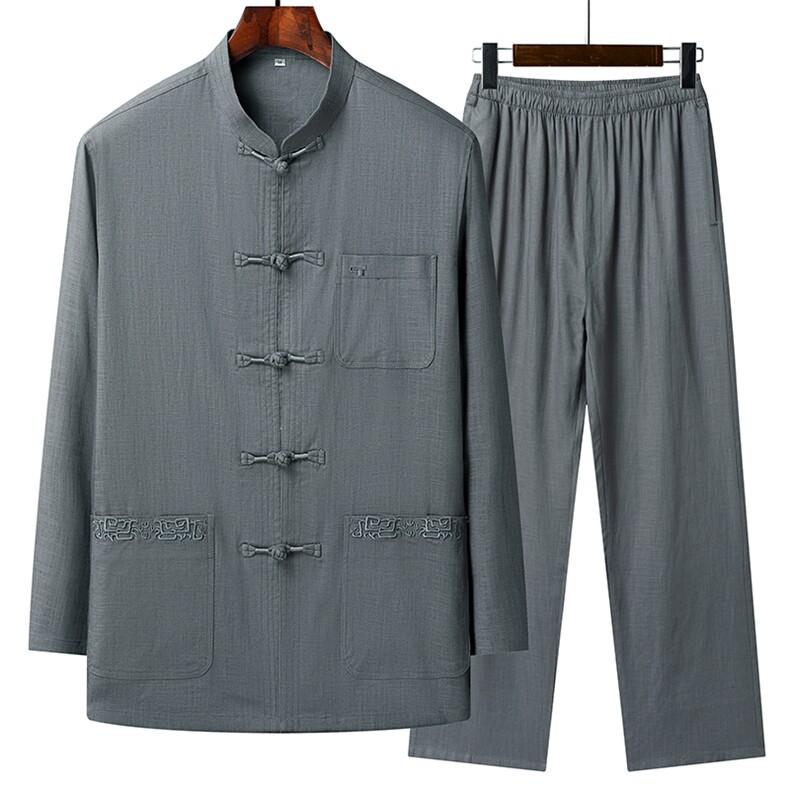 中老年唐装风长袖外套中老年中式晨练功居士服装TR2008-P145,男装民族服装,星座1105-3