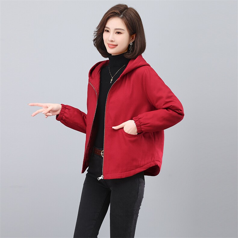 夹棉加厚外套女秋冬装2025新款时尚宽松休闲百搭连帽短款夹克上衣,女装棉衣/棉服,依恋蒂丝