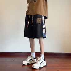 抖音品质夏季潮流小熊印花潮宽松五分裤B315-K24124-特p25控48，男装牛仔裤，电商B315