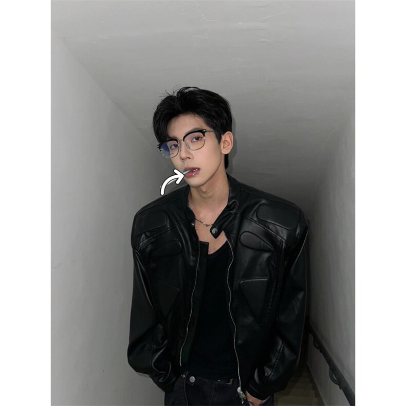【有货】美式机车垫肩皮衣外套男高级感痞帅立领夹克3360CC-特P78,男装夹克,星座1007（原301D）