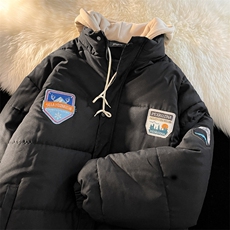 假两件情侣衣潮流袄外套秋冬季潮牌ins加厚服男W6372-P78，男装棉衣，星座512-3
