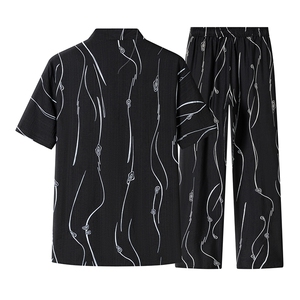 男士夏季风汉服棉麻透气舒适复古开衫唐装两件套 HO6930-P65图片