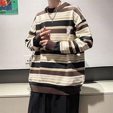 针织衫男韩版潮流条纹文艺帅学院风2023冬季新款ins毛衣MZ118-P49，男装针织衫/毛衣，星座412-3