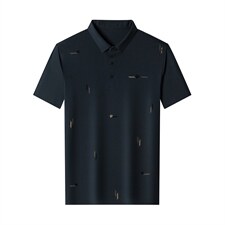 时尚碎花短袖T恤男薄款翻领POLO衫夏季中年男士商务休闲百搭体恤，男装T恤，电商B212（原钱塘6029）