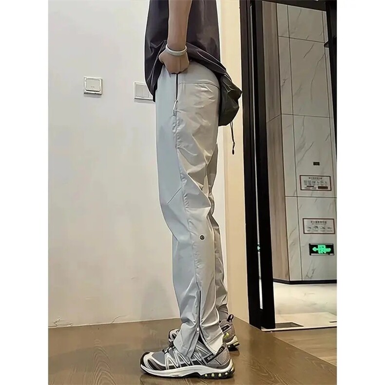 拉链开叉冰感裤子男款夏季透气速干冲锋裤直筒工装裤XZK614,男装工装外套,星座208-5