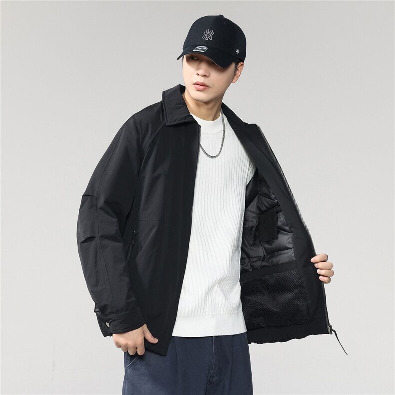 2025男款极简港风连帽短款羽绒服,男装羽绒服,电商D215