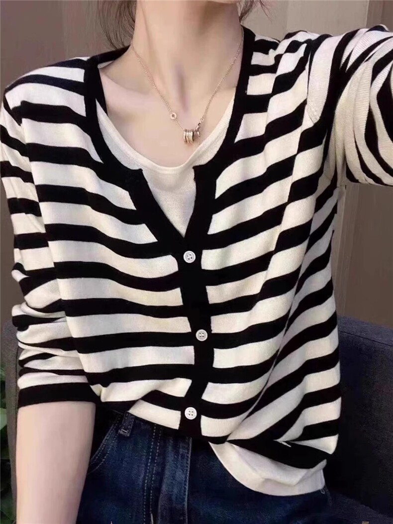 春秋新款轻薄精纺细羊毛开衫女假两件圆领超薄防晒针织衫外搭上衣,女装T恤,佑昭祥羊绒