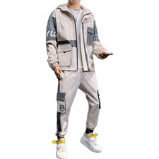 主推2020冬季男士连帽休闲运动套装青少年加绒加厚T808，男装套装，电商B226-2（原B217-2）