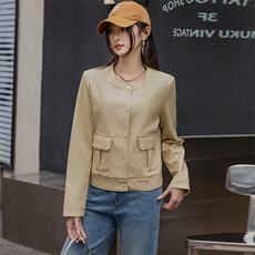 BAO款主推2025新款小个子宽松休闲秋冬气质洋气短款工装夹克上衣，女装皮衣，跑量工厂店