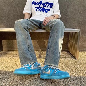 韩版潮牌破中性计牛仔裤潮夏季港风宽松阔腿乞丐裤子男N7228-p45,男装牛仔裤,星座1008