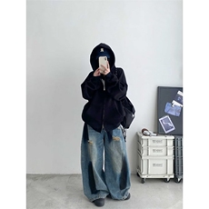 1506-1/K22071/P54涂鸦牛仔裤男高街潮牌长裤宽松痞帅拖地裤子，男装牛仔裤，星座1506-1