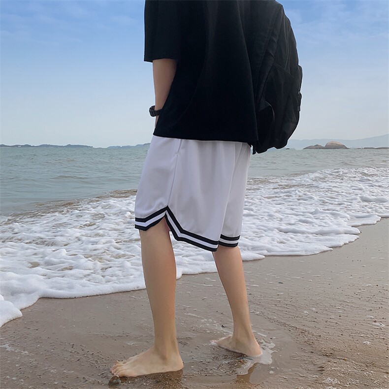 冰丝网眼篮球五分短裤夏季休闲条纹沙滩裤-LD300-P25控38图片
