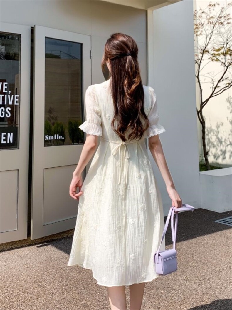潮风盘扣连衣裙，女装连衣裙，天使公主