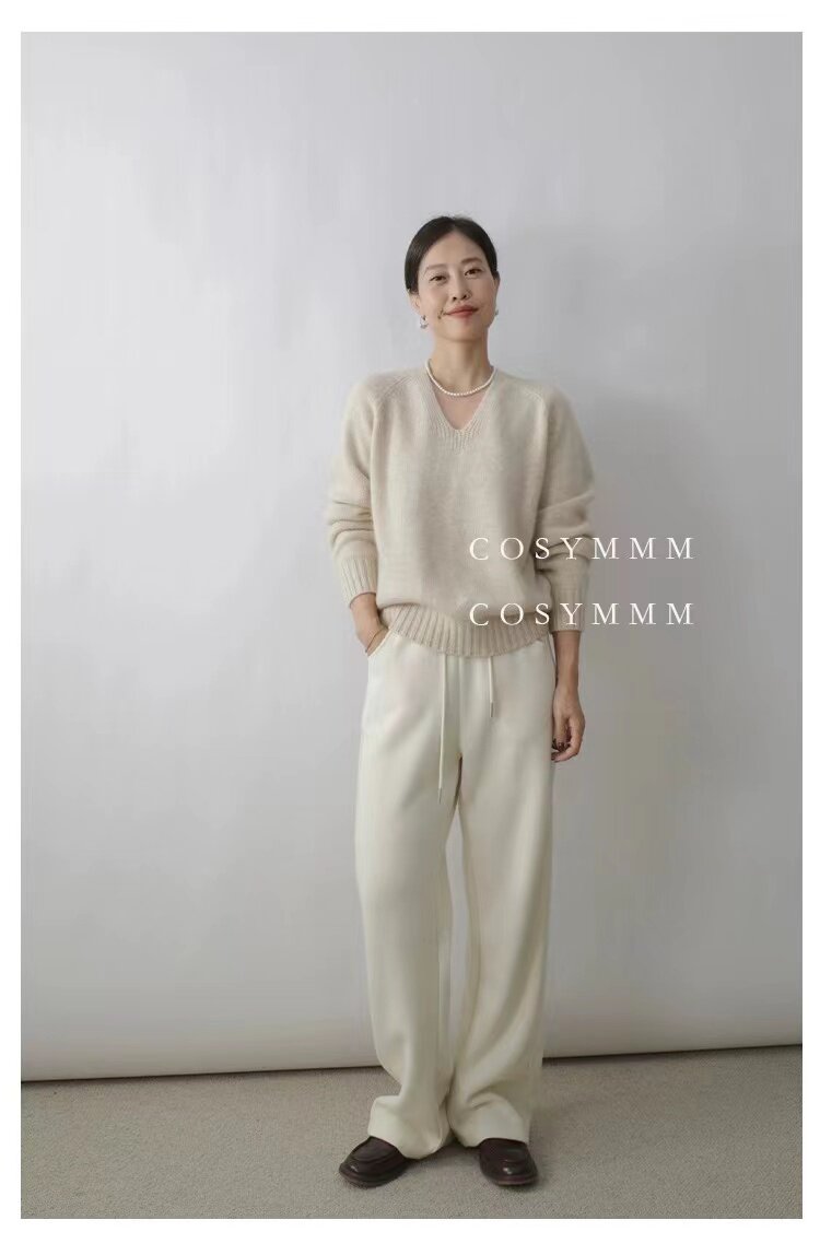 v领针织衫女外搭慵懒松弛感宽松上衣,针织衫/毛衣,半城羊绒