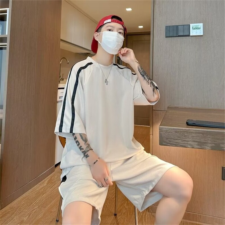 2025夏季男士休闲圆领短袖休闲运动套装TZ020P48，男装休闲套装，星座1108