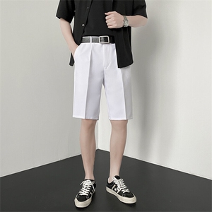 港风直筒五分裤男夏季新款男生短裤纯色休闲裤宽松薄西裤 K59图片