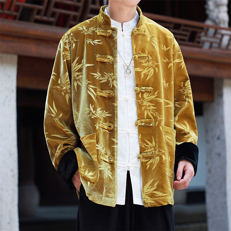 秋新款男大码风新中式丝绒压花外套夹克JK9913-P115-控188图片