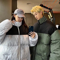 光板棉衣棉服扎染拼接面包服棉袄外套可二开量大有差G1613-P65，男装棉衣，星座207