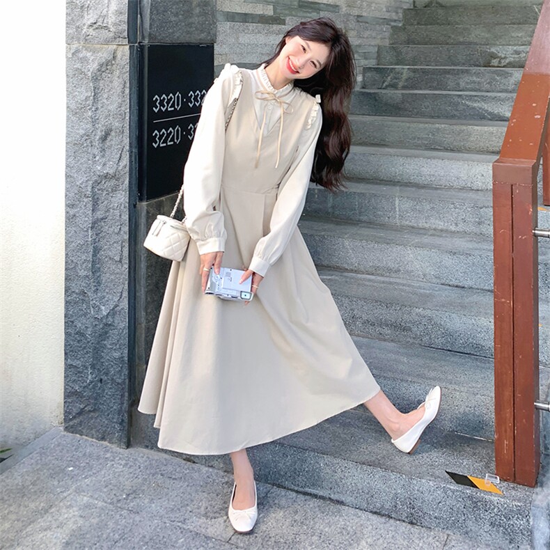 2024春季新款优雅气质长袖连衣裙显瘦修身设计,女装连衣裙,灵力轩