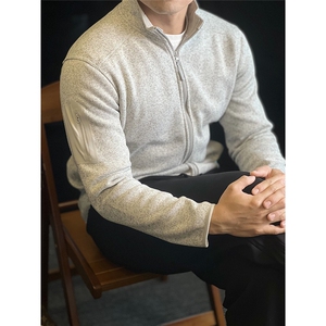 灰绿色抓绒衣外套男秋冬cleanfit拉链夹克美式开衫卫衣WB567-P67图片