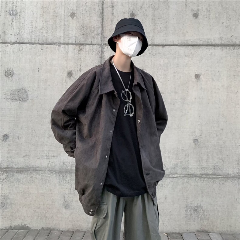 美式高街ins麂皮绒夹克男女秋冬情侣款纽扣棒球服FA16P60,男装夹克,星座1116-2