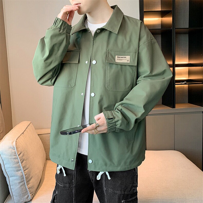 工装夹克男宽松落肩宽松纯色上衣外套DSA157B-JK733-P68,男装夹克,电商A157B
