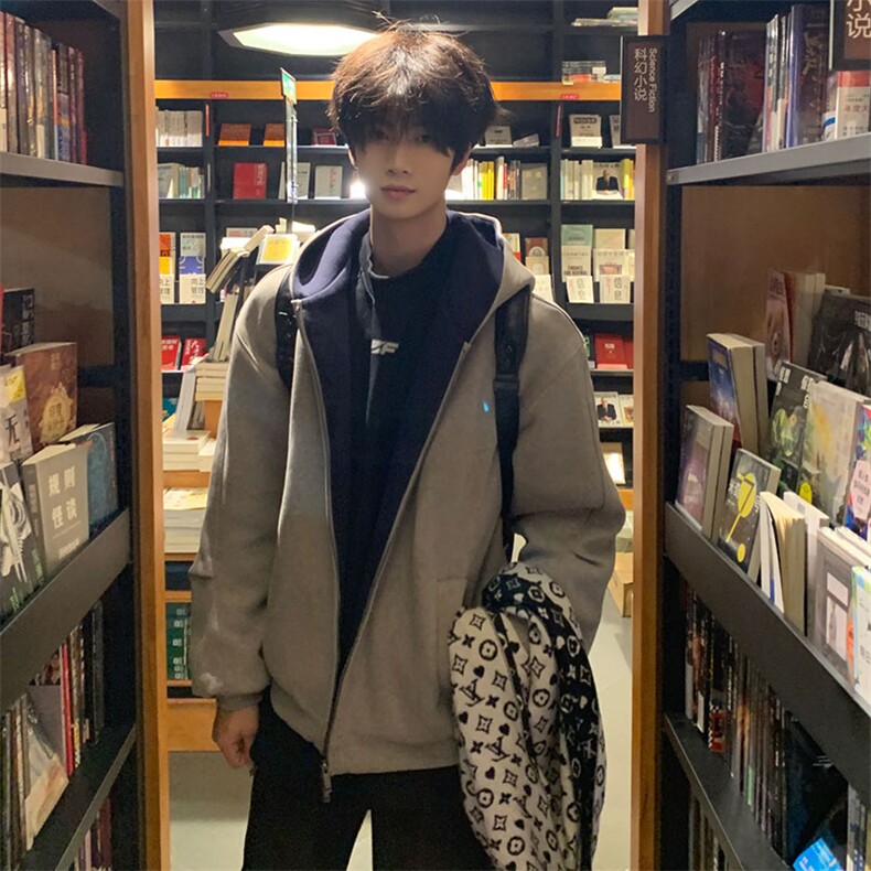 抖音得物高品质二开25秋冬美式重磅宽松结构双面连帽卫衣外套W68，男装卫衣，电商A486