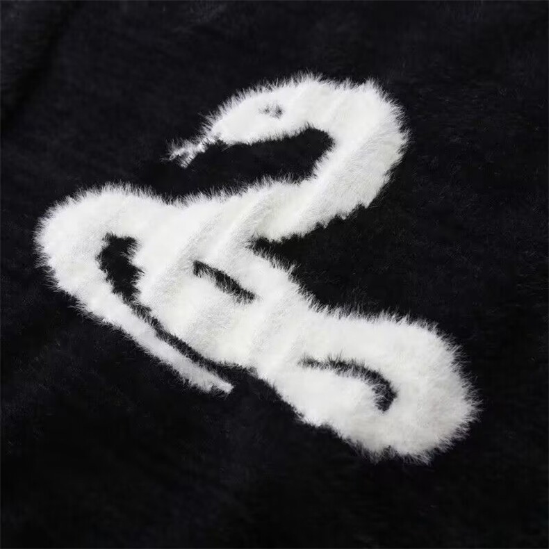 马海毛美式复古高街毛衣男慵懒风高级感潮牌小众情侣装针织衫外套,男装针织衫/毛衣,星座218-1（原230）